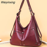 Weiyinxing Quality Soft Leather Handbag for Women Vintage Shoulder Tote Shopper Bag Luxury Ladies Large Capacity Purse Bags Sac A Main