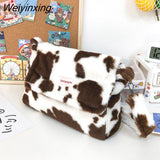 Weiyinxing Women Plush Bag Female Messenger High Capacity Women Shoulder Bag Dairy Cow Color Student Bag Contrasting Colors Cute Plush Bag