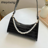 Weiyinxing Exquisite Shopping Bag Retro Casual Women Totes Shoulder Bags Female Leather Solid Color Chain Handbag for Women 2023