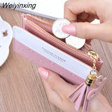 Weiyinxing Arrival Short Women Wallets Tassel Zipper Purse Patchwork Fashion Panelled Wallets Trendy Coin Purse Card Holder Leather