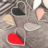 Weiyinxing Red Heart Evening Clutch Women's Designer Chic RhinestoneBlack Wallet Wedding Party Sac A Main