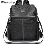 Weiyinxing Female Shoulder Bags Casual Travel Ladies Bagpack Mochilas School Bags New High capacity Women Soft Leather Backpacks