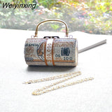 Weiyinxing Crystal Money USD Bags Dollar Design Luxury Diamond Evening Bags Party Purse Clutch Bags Wedding Dinner Purses and Handbags