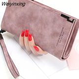 Weiyinxing Leather Fashion Women's Wallet Solid Color Zipper Long Wallet Simple Personality Women's Handbags Coin Purse Mobile Phone Bag