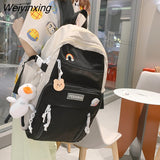 Weiyinxing High Capacity Fashion Big Student Backpack Badge Rucksack Girls School Bag Women Backpack Female Cute Leisure Travel Mochila