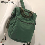 Weiyinxing Boy Girl New Canvas School Bag Men Women Laptop College Backpack Cool Lady Retro Student Fashion Female Travel Book Bags