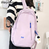 Weiyinxing Girl White Travel School Bag Fashion Cute Female College Backpack Women Nylon Laptop Book Bags Lady Student Backpack Cool