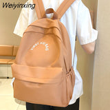 Weiyinxing Fashion Letter Printing Women Backpack Female Solid Color Nylon Travel Bag Kawaii Girl Simple Schoolbag Student School Bag