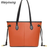 Weiyinxing Women Genuine Lether Crossbody Bag High Quality Handbag Girl Simple Tote Bag High Capacity Commuter Stylish Female Shoulder Bags