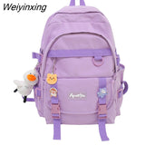 Weiyinxing Women Solid Color School Backpack Black Nylon Female New Rucksack Casual Lady Travel Backpacks Korean Backpack Mochila