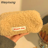 Weiyinxing Hair Cosmetic Bag Plush Storage Bag Cute Stationery Bag Large Capacity Stationery Cosmetic Storage Bag
