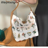 Weiyinxing Canvas Tote Bag Women Big Capacity Shopping Handbag Casual Lady Nylon Shoulder Bag Floral Handle Bag Reusable Tote bags