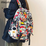 Weiyinxing Graffiti Print Men Backpack Harajuku Girl Male School Bag Nylon Ladies Fashion Laptop Backpack Women Book Boy Student Bag