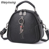 Weiyinxing Leather Round Handbag Shoulder Bag Fashion Womens Crossbody Bags Ladies Totes Messenger Bags Purses Handbags Satchels