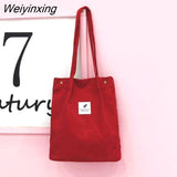 Weiyinxing Women Corduroy Shoulder Bag Reusable Shopping Bags Casual Tote 2023 New Soft Female Handbag Hot sale Canvas Large Size Pocket