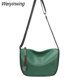 Weiyinxing Half Moon Bag 100% Genuine Leather Luxury Brand Handbag Wide Strap Crossbody Bag Shoulder Bag For Fashion Soft Women Bag