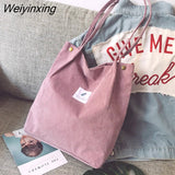 Weiyinxing for Women 2023 Corduroy Shoulder Bag Reusable Shopping Bags Casual Tote Female Handbag for A Certain Number of Dropshipping