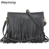 Weiyinxing Tassel Crossbody Bags for Women Elegant Mini Stylish Chic Shoulder Bags Ladies Leisure Solid European Style Messenger Bag