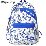 Weiyinxing New Fashion Girl Graffiti Design Bookbag for Teens Backpack Colleg Cute Schoolbag Laptop Rucksack Women Mochila Travel Bag