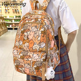 Weiyinxing Female Cartoon Print Book Bag Fashion Women Cute Leisure School Bag Girl Graffiti Laptop Backpack Lady Travel College Trendy
