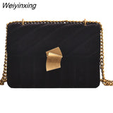 Weiyinxing Gold Velvet Crossbody Bags For Women 2023 Designer Small Shoulder Handbags Chain Messenger Bag Lady Mini Purses Hand Bag