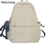 Weiyinxing Solid Color College Student Schoolbag Large Capacity Washing Women Backpack Simple Fashion Teenage Girl Backpacks Cute Bag