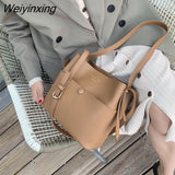 Weiyinxing buckets bag for women designer shoulder bags luxury soft pu leather crossbody bag large capacity tote ladies big purses