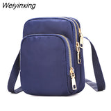 Weiyinxing Women Casual Messenger Bags Waterproof Nylon Mobile Phone Bag Three Layers Large Capacity Crossbody Bags Cosmetic Bag for Women