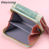 Weiyinxing Square Plaid Women's Short Wallet Large Capacity Multi-card Zipper Bags for Women 2023 Trendy Texture 3 Fold Coin Purse