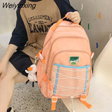 Weiyinxing Large Capacity Waterproof Nylon Women Backpack Female Multiple Pockets Mesh Travel Bag Kawaii Buckle Schoolbag for Girls