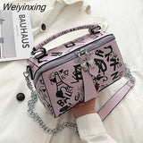 Weiyinxing Luxury Design Women Leather Handbags and Purse Fashion Crossbody Bags for Women Graffiti Handbags Shoulder Bags Women Bag 911