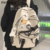 Weiyinxing Lady Male Mesh Badge School Backpack Female Nylon College Backpack Boy Girl Travel Bag Fashion Men Women Book Laptop Bags