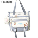 Weiyinxing New High School Girls Backpack Shoulder Bags Multi Pockets Waterproof School Bag Teenage Girls Kawaii Backpack Mochila