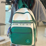 Weiyinxing Green Student Bag Girl Travel Book Laptop Backpack Trendy Women Leisure School Bags Ladies Nylon College Backpack Fashion