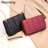 Weiyinxing Style Small Shoulder Bags For Women Solid Color Leather Mini Chain Crossbody Bag Female Phone Purse Casual Messenger Bags