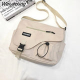 Weiyinxing Diagonal Crossbody Bags for Women Nylon Messenger Bag Youth Girl Boy Canvas Handbag Shoulder Bag Schoolbag Pack Bolsas