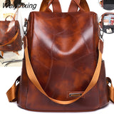 Weiyinxing Women's Backpack Fashion School Bag For Girls High Quality Leisure Shoulder Bag Sac A Dos Vintage Backpack Female Leather Bag