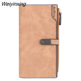 Weiyinxing Luxury Brand Women's Wallet Fashion Long Multi-Card Wallets Trendy Nubuck Leather Coin Purse Retro Solid Color Card Holder