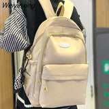 Weiyinxing Trendy Women Solid Color College Backpack Girl Leisure Nylon School Bag New Lady Cute Laptop Fashion Female Travel Book Bag