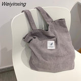 Weiyinxing for Women 2023 Corduroy Shoulder Bag Reusable Shopping Bags Casual Tote Female Handbag for A Certain Number of Dropshipping