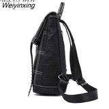 Weiyinxing Rivet belt backpack women sheepskin leather backpack school bags for teenage girls waterproof high capacity travel backpacks