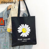 Weiyinxing Canvas Bag for Women New Shopper Handbags Reusable Canvas Shoulder Tote Bag school bags for girl Casual tote bags