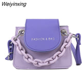 Weiyinxing Ladies Simple Versatile Bag Women Mini Crossbody Bag Acrylic Chain Lady Hit Color PU Leather Luxury Designer Shoulder Bag