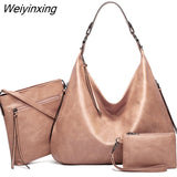 Weiyinxing FASHION 3 In 1 Large Capacity Shopping Tote for Women Luxury Bags PU Leather Purses and Handbags Leisure Shoulder Bag