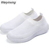 Weiyinxing 2023 Women Sneakers Vulcanized Shoes Sock Sneakers Women Summer Slip On Flat Shoes Women Plus Size Loafers Walking Flat