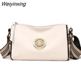 Weiyinxing Litchi pattern Genuine Leather Shoulder Crossbody Bag For Women 2023 Luxury Solid Color Cow Leather Small Ladies Handbag