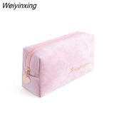 Weiyinxing Velvet Organizer Cosmetic Bag Vintage Soft Toiletry Package Women Travel Makeup Bags Lipstick Pouch Beauty Case