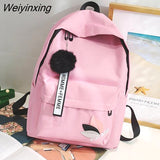 Weiyinxing For Women Girl Men 2023 Designer Simple Pink Korean Fashion Cheap Back To School Black Small Canvas Stitch Schoolbag
