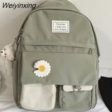 Weiyinxing College Student Backpack Cute Flower Nylon Women School Bag Lady Kawaii Backpack Female Fashion Bags Book Trendy Travel New