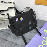 Weiyinxing Large Capacity Casual Fashion Single Shoulder Bag Korean Teenagers Multiple Pockets Book Bag Nylon Waterproof Travel Bag